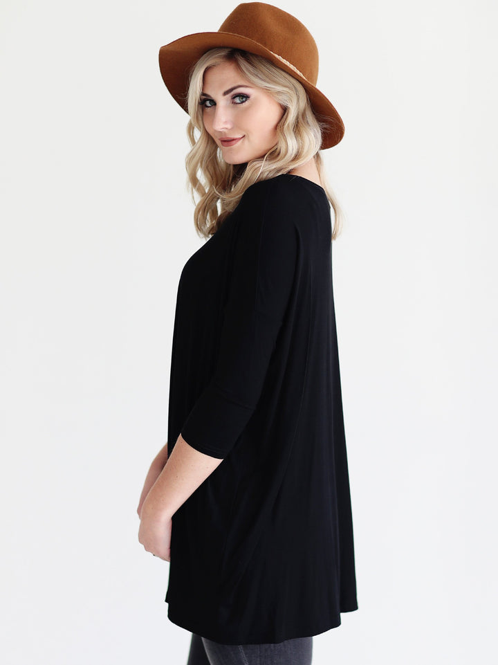 Black 3/4 Sleeve Tunic