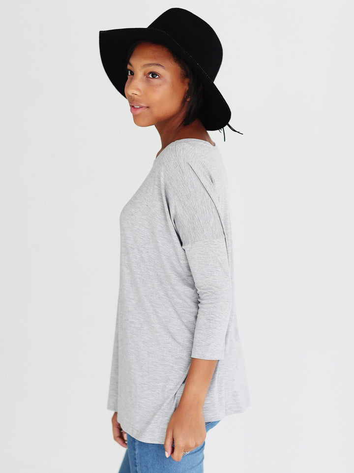 Heather Gray 3/4 Sleeve Top