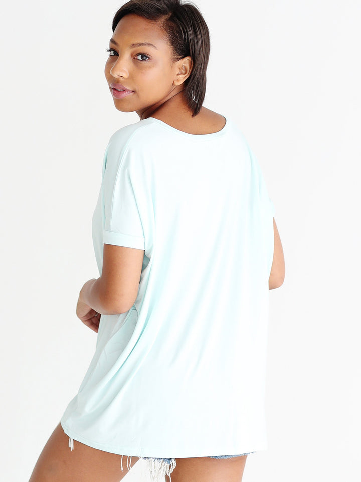 Mint V-Neck Short Sleeve Top