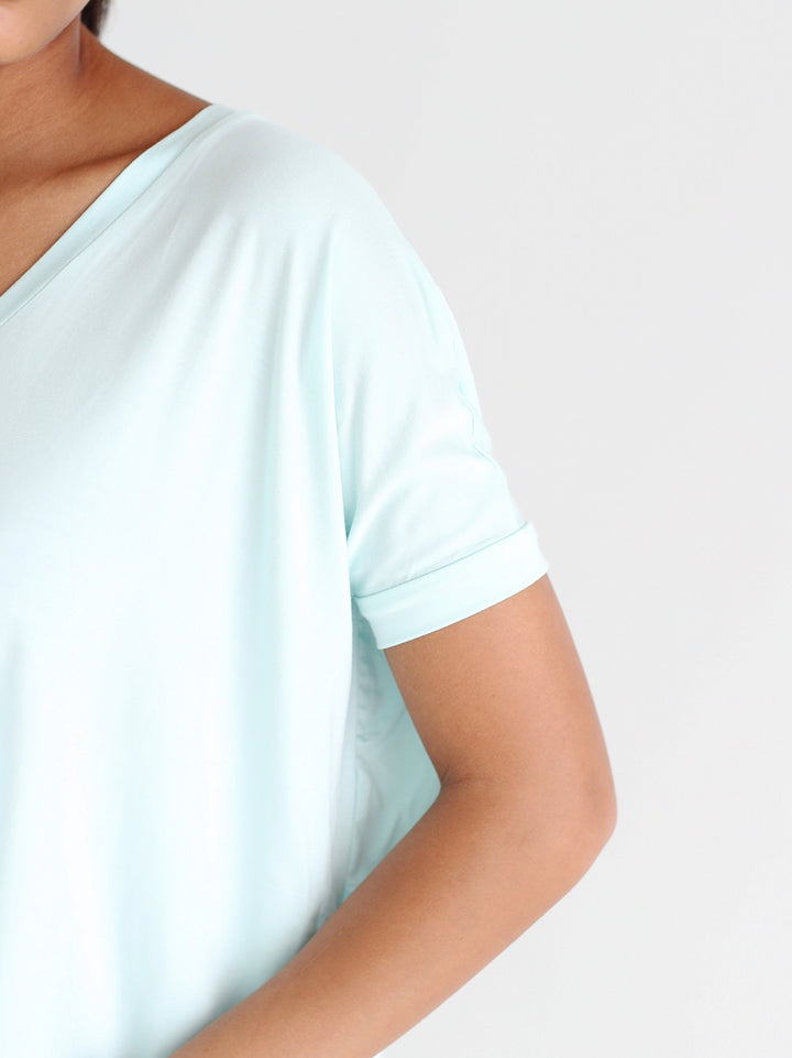Mint V-Neck Short Sleeve Top