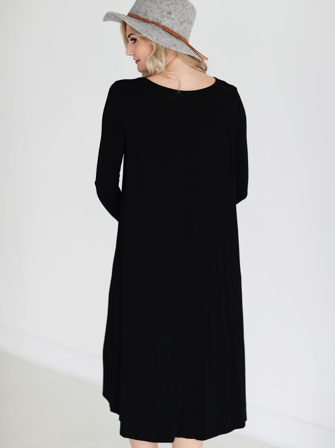 Black DLMN Long Sleeve High Low Dress
