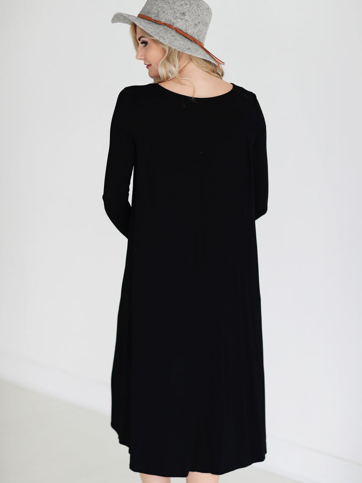 Black DLMN Long Sleeve High Low Dress