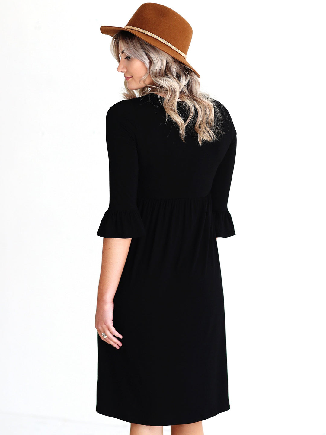 Black DLMN Trumpet Sleeve Dress