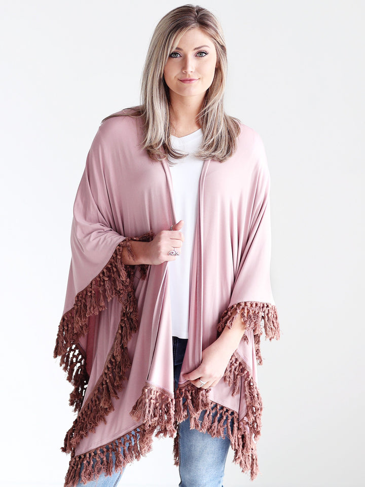 Mauve DLMN Tasseled Shawl