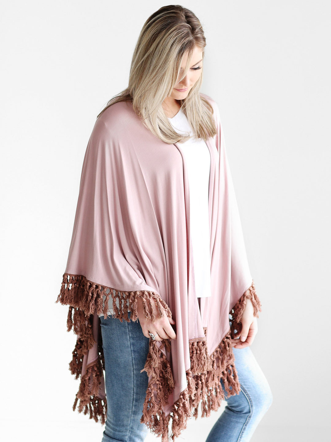 Mauve DLMN Tasseled Shawl