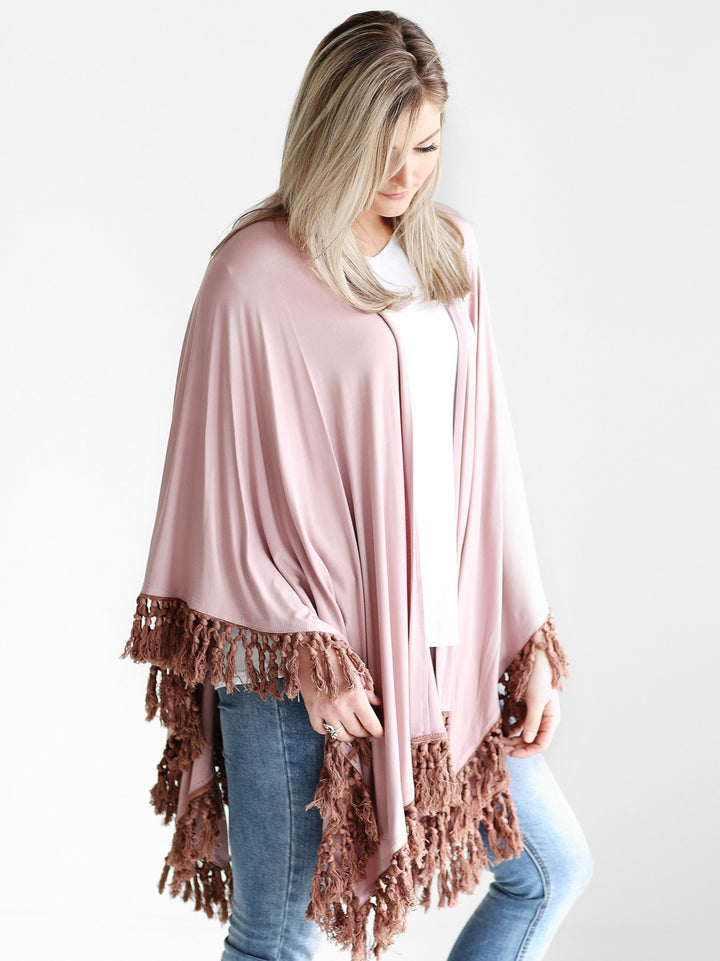 Mauve DLMN Tasseled Shawl