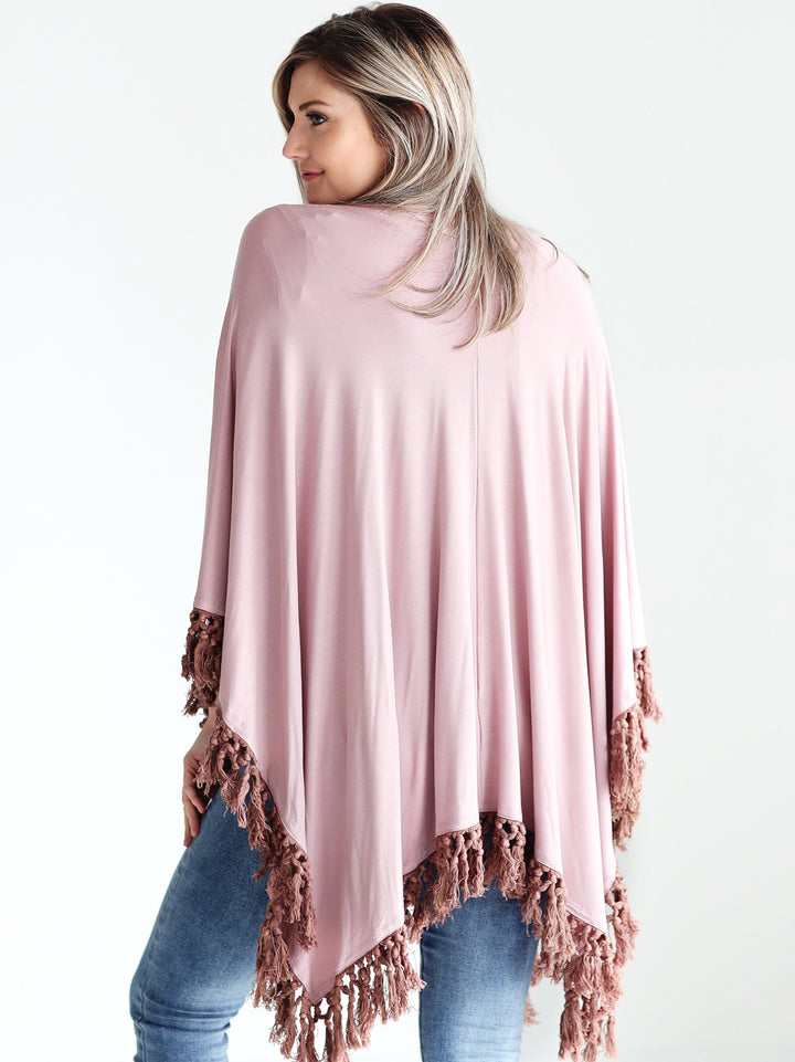 Mauve DLMN Tasseled Shawl