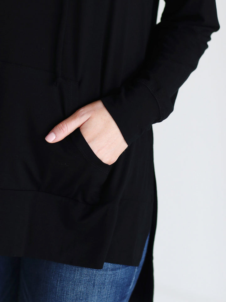 Black DLMN Lightweight Side-Slit Hoodie Sweatshirt