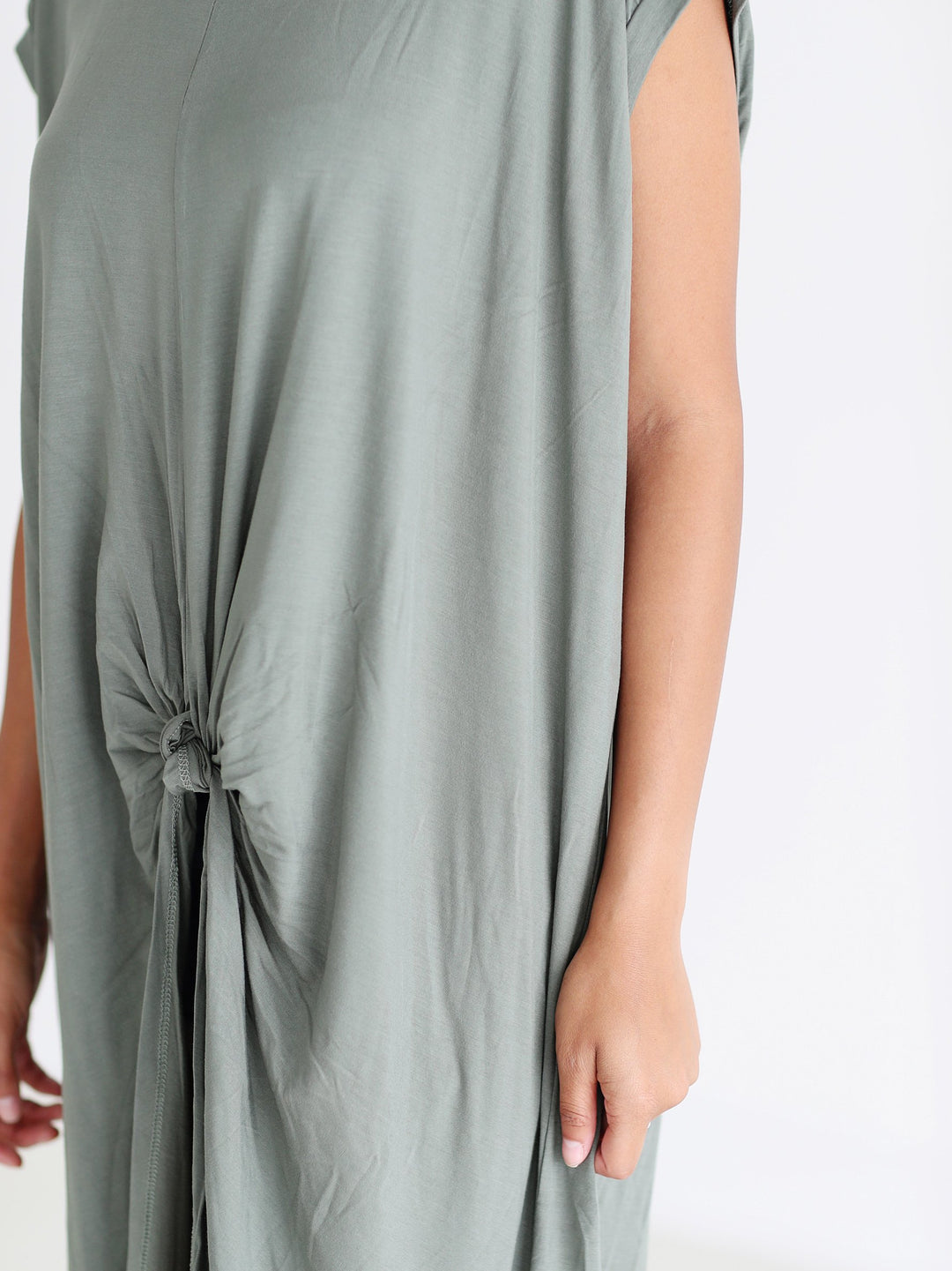 Light Olive DLMN Knotted High-Low Top