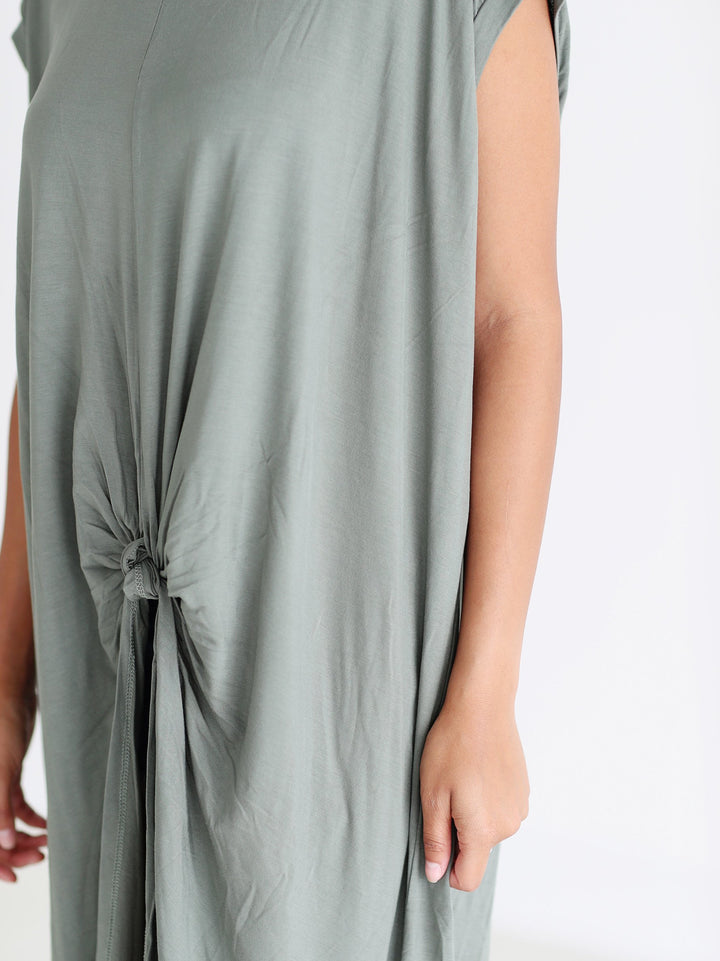 Light Olive DLMN Knotted High-Low Top