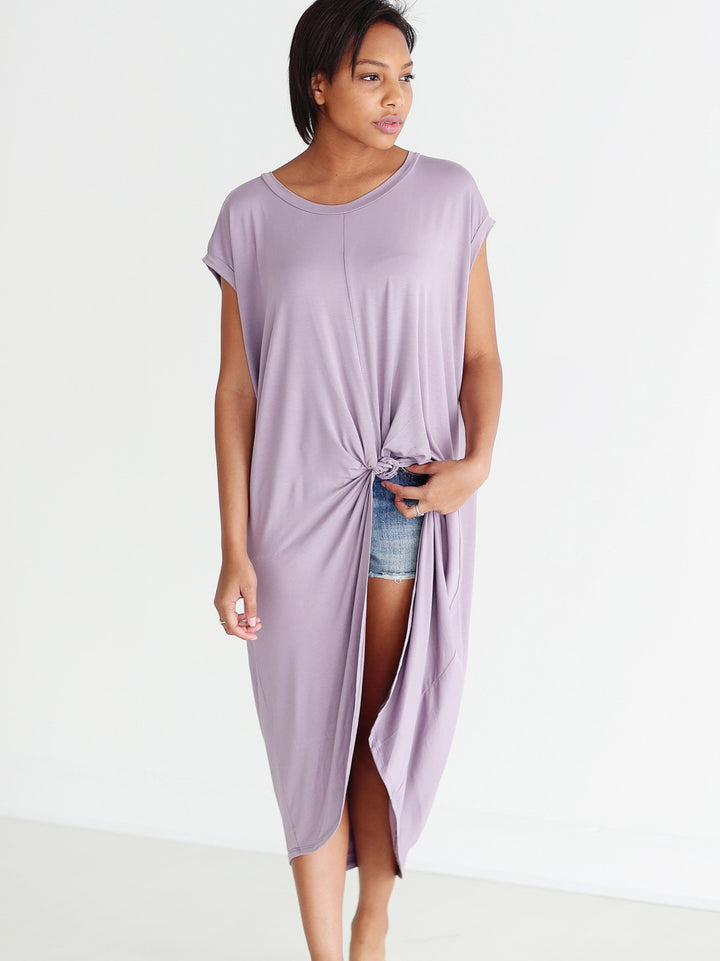 Light Purple DLMN Knotted High-Low Top
