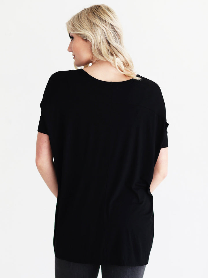 Black DLMN Short Sleeve High-Low Tee