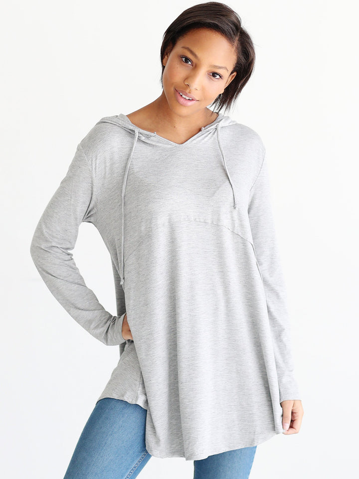 Heather Gray DLMN Oversized Swing Hoodie Top