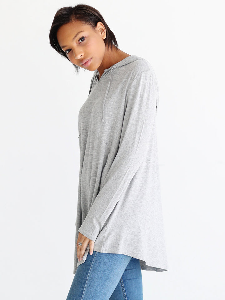 Heather Gray DLMN Oversized Swing Hoodie Top