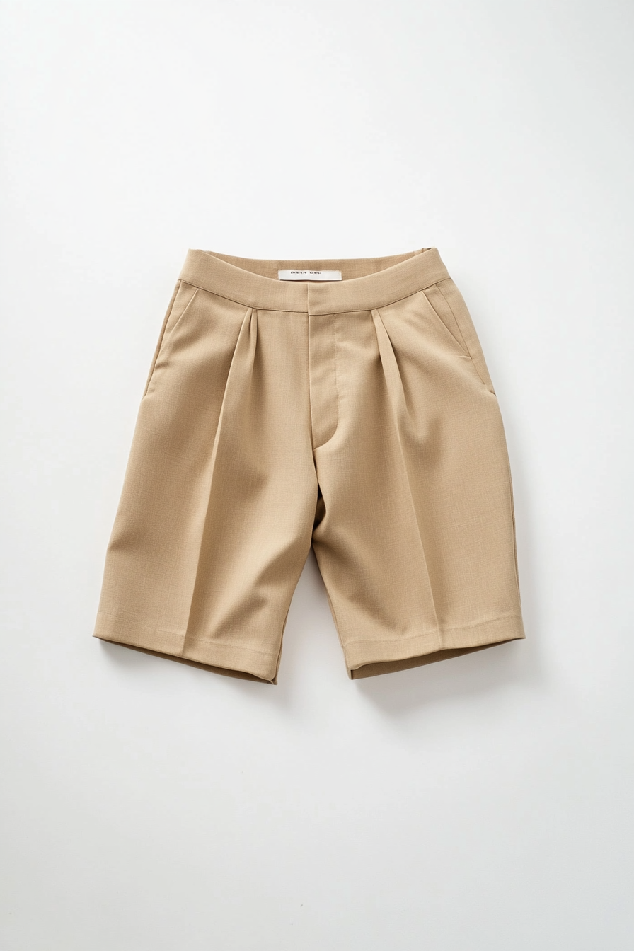 The Lido Short in light oat linen flat lay