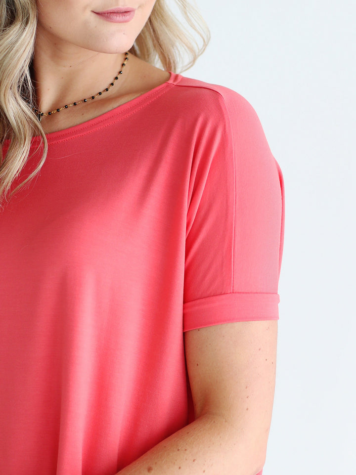 Hot Coral Short Sleeve Top