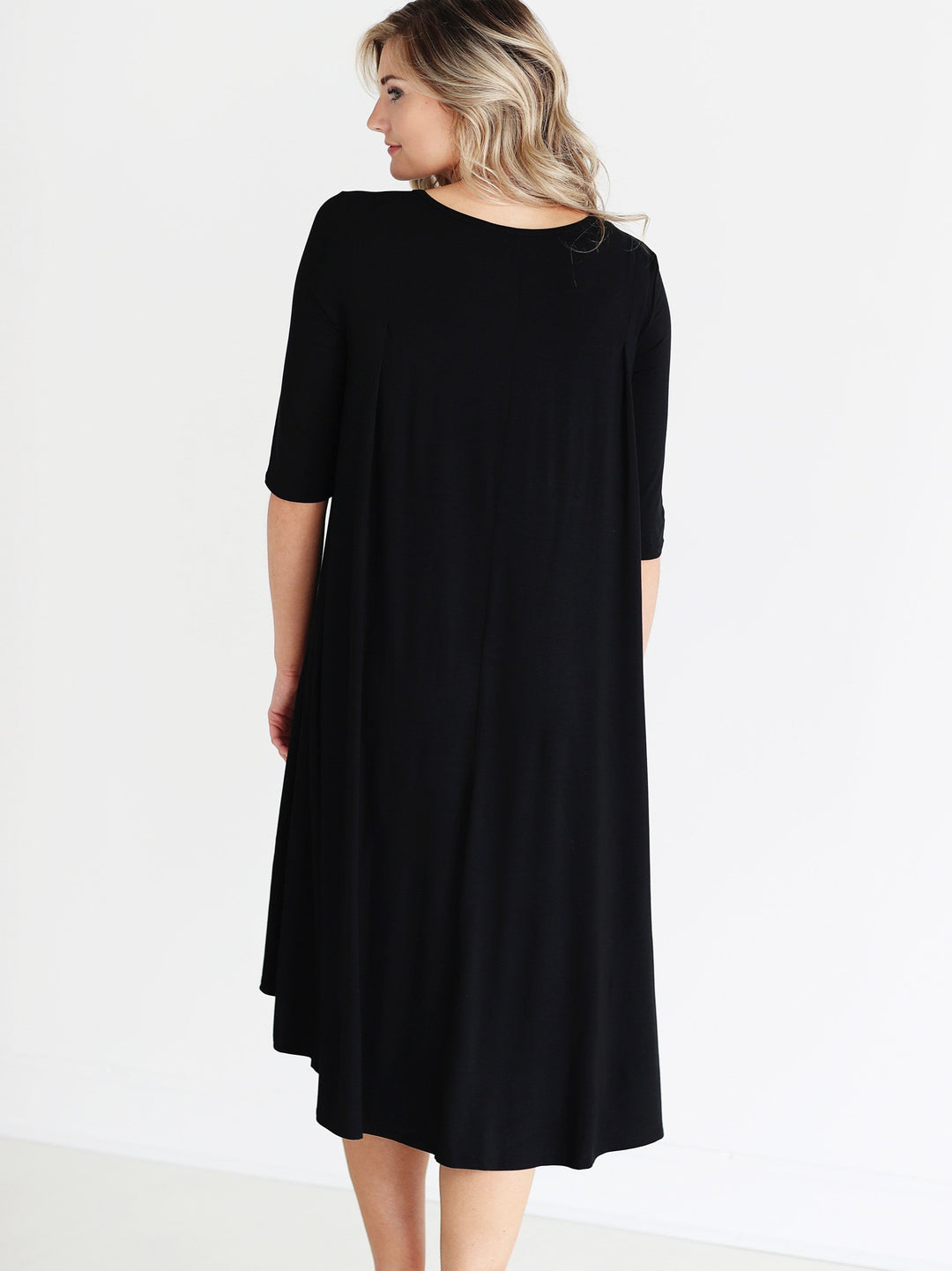 Black DLMN Short Sleeve High-Low Dress