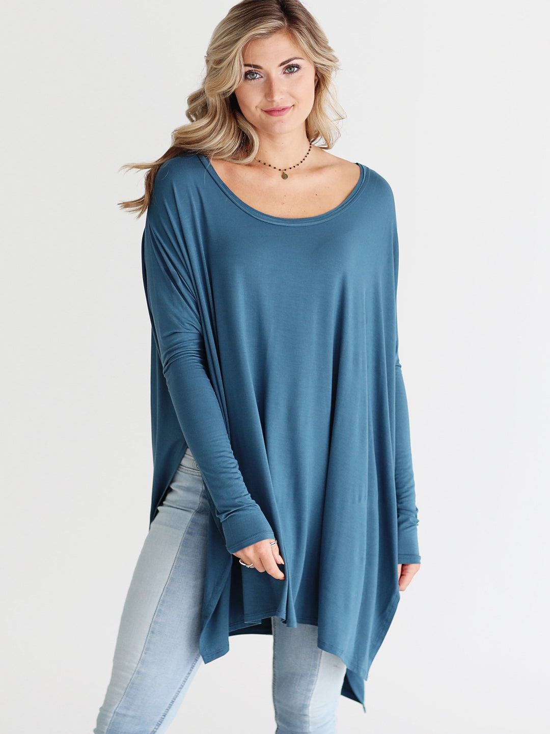 Midnight Teal DLMN Oversized Tee